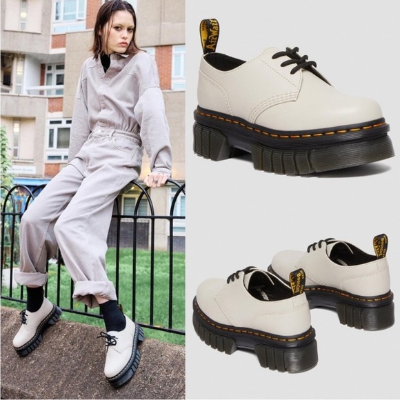 Dr Martens Audrick Nappa Leather Platform‎ Shoes Women's US 7 Grey Taupe Color - Picture 1 of 11